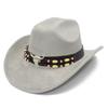 European and American Retro Ethnic Style Suede Top Hat Fashion Big Eaves Western Cowboy Hat Personalized Bull Head Tibetan Jazz Hat