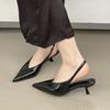 Fashion SUOJIALUN 2025 Spring New Brand Women Sandal Fashion Pointed Toe Shallow Slip On Slingback Shoes Thin Med Heel Outdoor Dress Mu