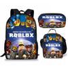 Roblox Retro Cartoon Backpack Set - Trendy 3-Piece Schoolbag for Kids