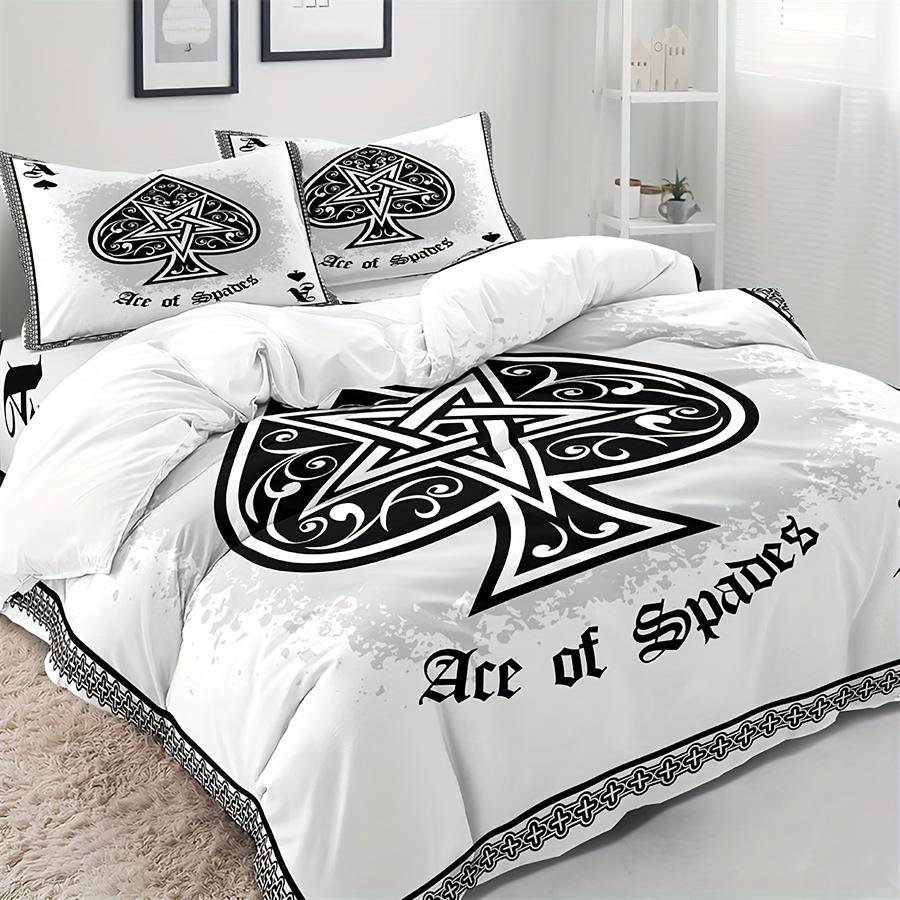 

Spades Ace Duvet Cover Set with 2 Pillowcases: Soft And Comfortable, Suitable for All Seasons, Machine Washable, Zipper Closure Duvet Cover Set&EU Single(135x200cm)
