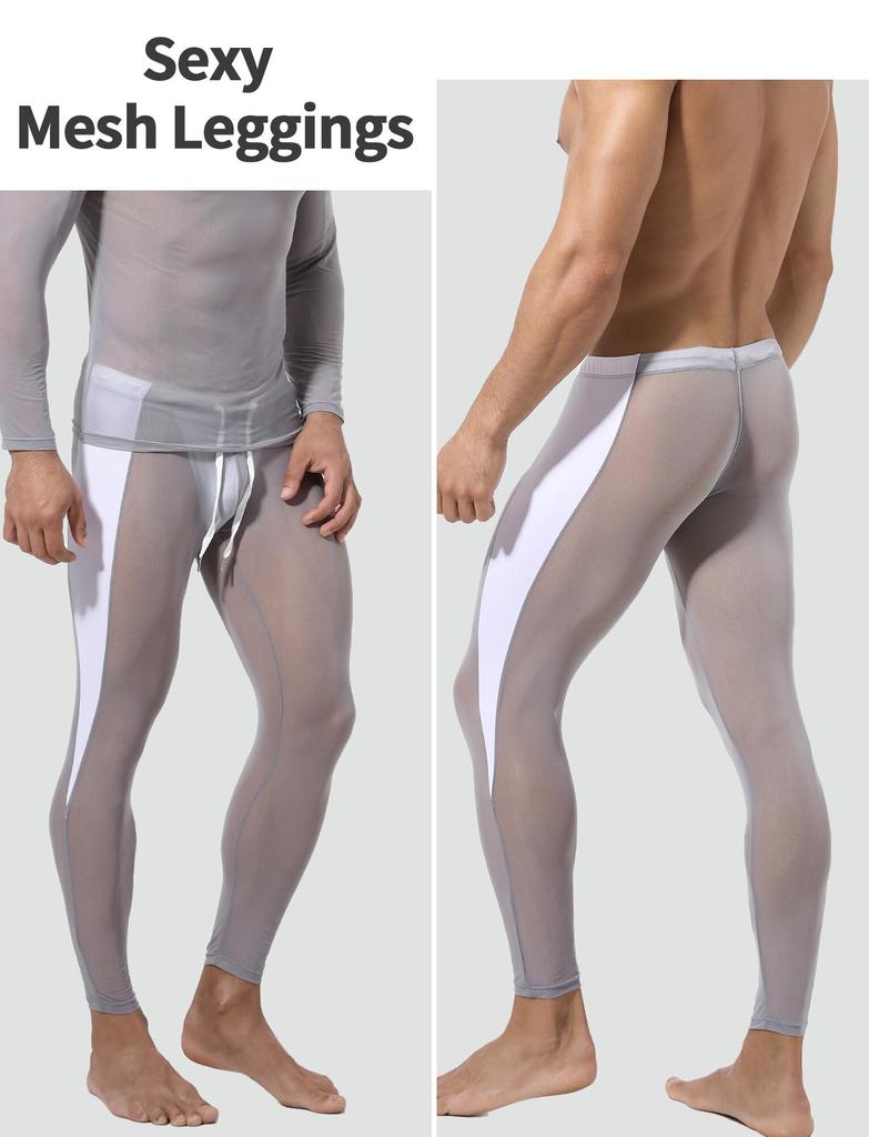 Maeau Sheer Mesh Lang Dünn Lang 3D Grau Größe L Herren Strumpfhosen, Hosen, Bequem, Atmungsaktiv, Unterwäsche, Ärmel, Durchsichtig, Schnelltrocknend, Nähte,