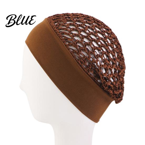Crochet Hair Net Mesh Bonnet for Women, Breathable Polyester Sleeping Cap with Wide Anti Frizz Elastic Band, Lightweight Cove Wig Styling And