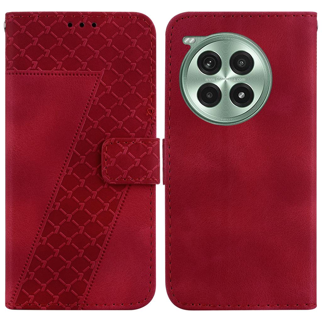 For OnePlus Ace 3 Pro 5G Stand Case 7-Shaped Pattern Imprint Leather Phone Cover