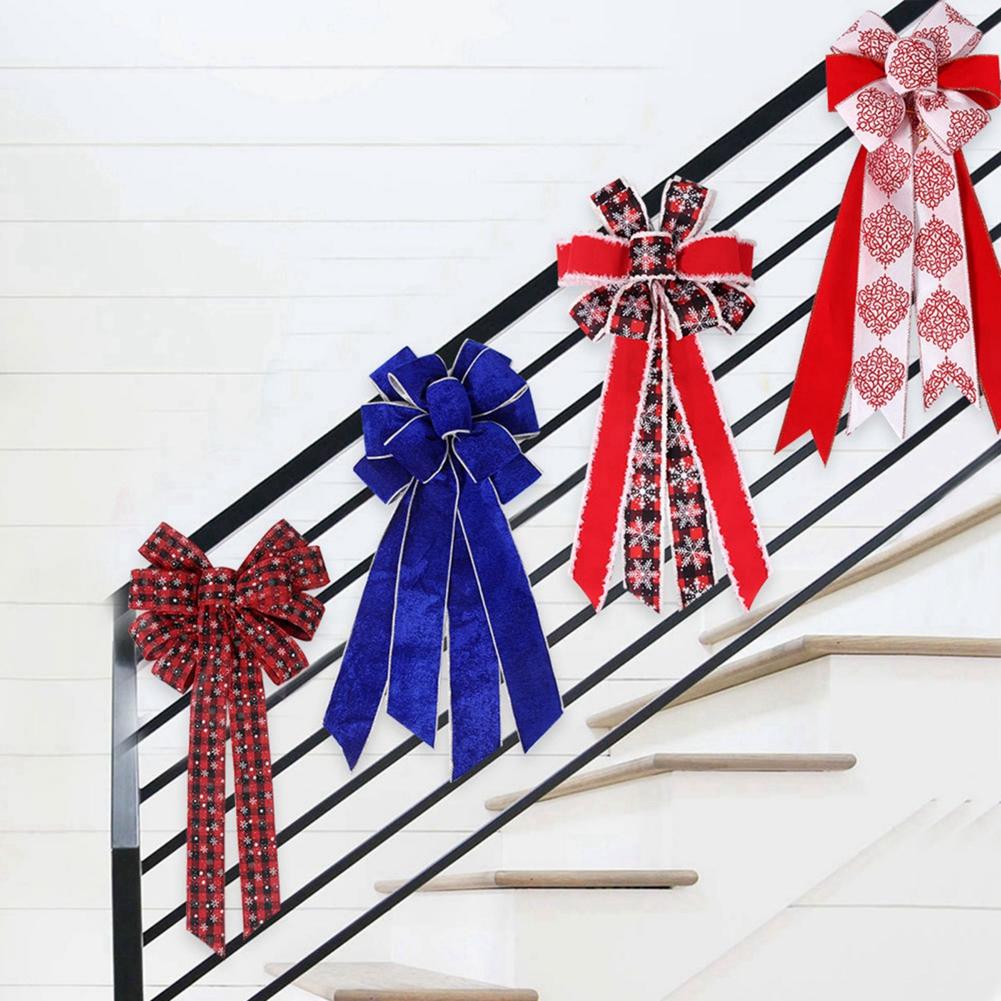 1pc Large Christmas Bows Xmas Snowflake Bows Vintage Christmas Ree Topper Bows for Christmas Holiday Home Decoration