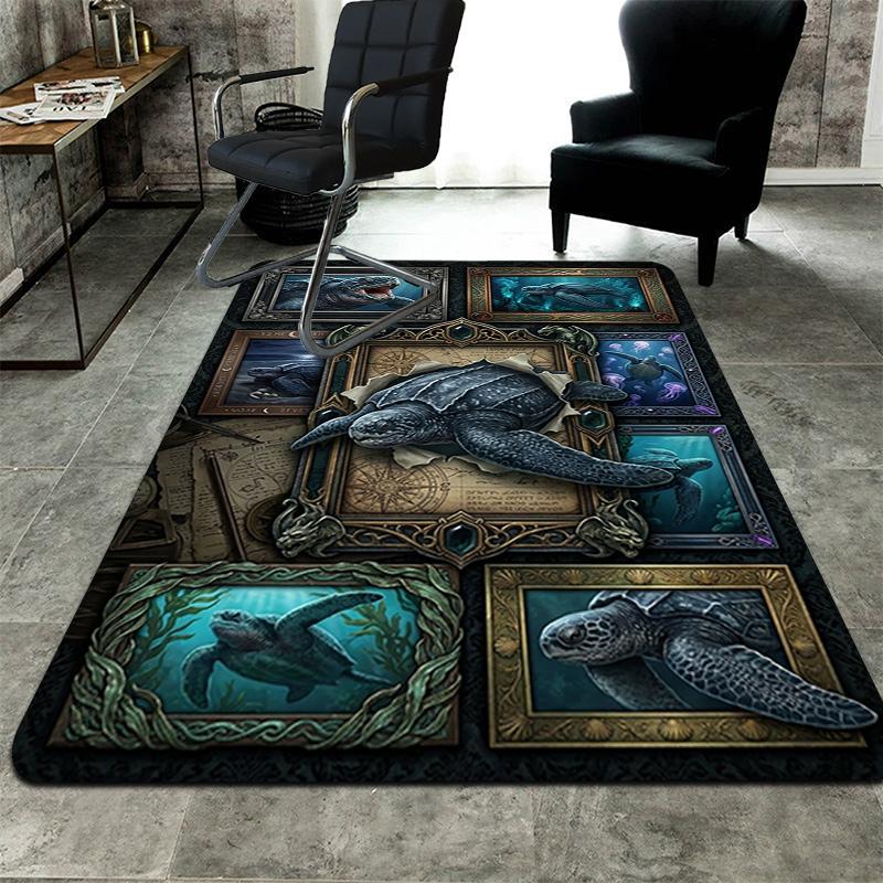 Oceanic Turtle Legacy Pattern Rug Floor Mat for Living Room or Bedroom Soft and Comfortable Carpet a Gift for Birthday and Holiday.
