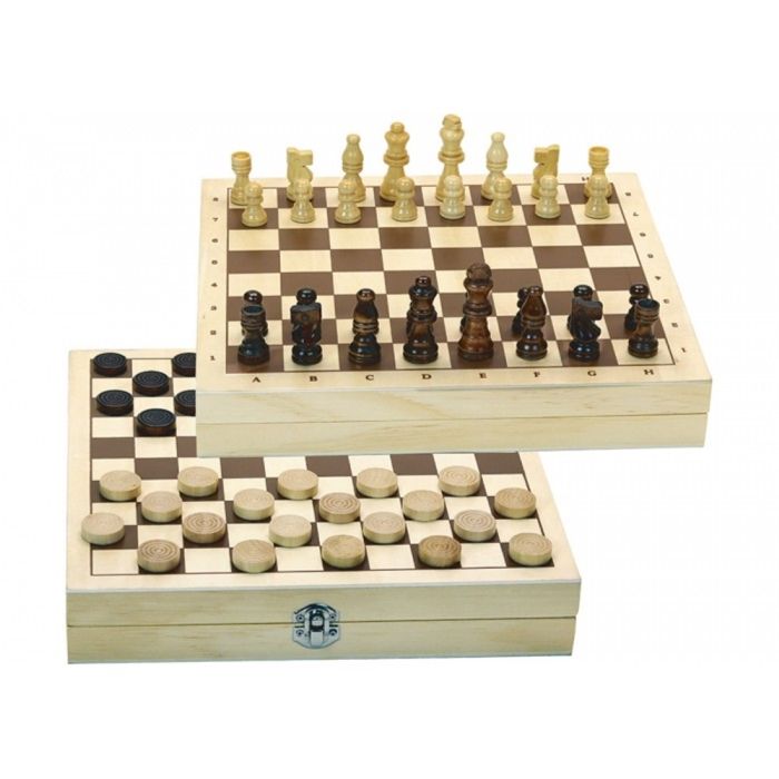 Jeux de plateau - L'ARBRE A JOUER - Jeux de dames et d'échecs - Coffret en bois - Mixte - 6 ans et plus