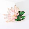 Enamel Lotus Flower Brooches for Women Unisex Pearl Flowers Pins Event Party Backpack Decoration Clothes Accessories