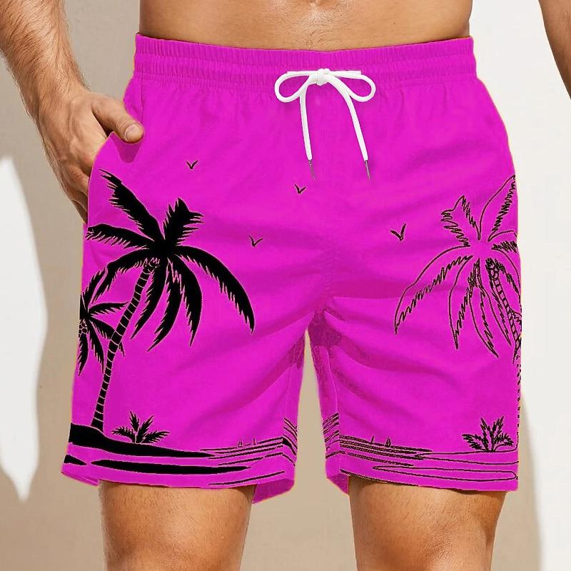 Men's Coconut Tree Graphic Prints Swim Trunks Swim Shorts Board Shorts Mid Waist Hawaiian Boho Casual