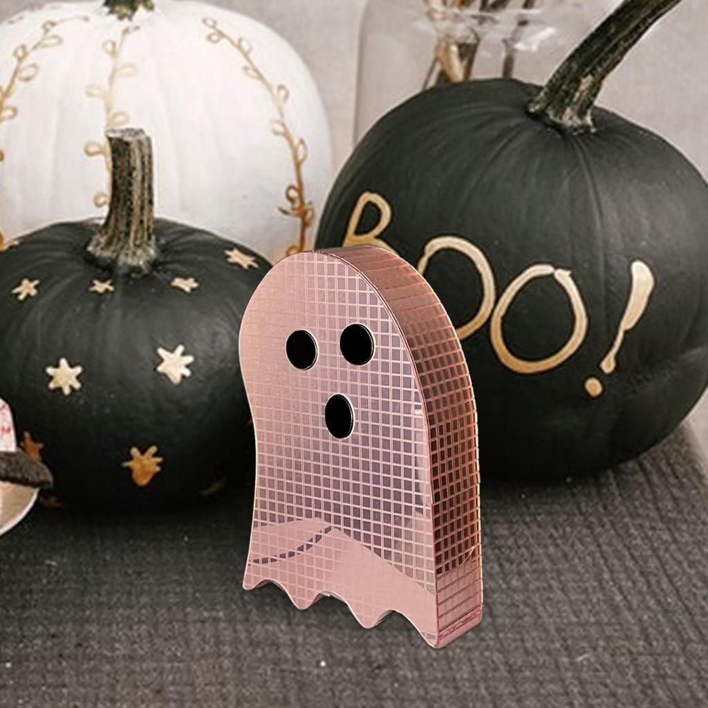 Glitter Disco Ghost Mirror Decor Sparkling Halloween Tabletop Sign for Bedroom, Bookshelf, Party Spooky Reflective Decoration