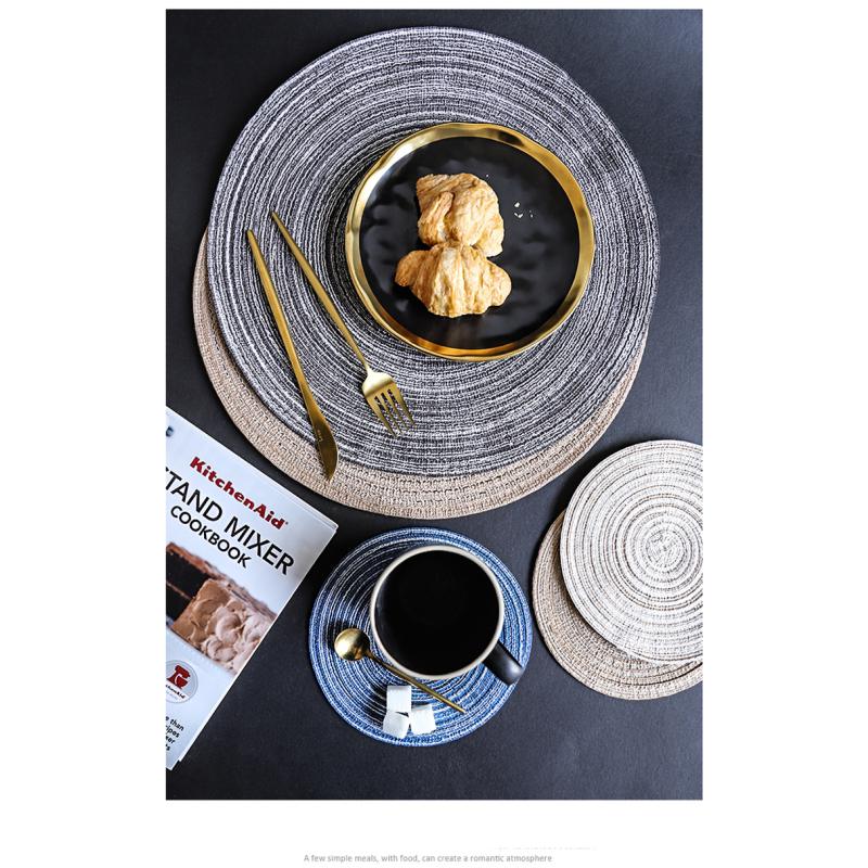 6 Stück runde Tischsets aus gewebtem Ramie, rutschfeste Esstischmatten, rutschfeste Geschirr-Schüssel-Pads, für Küche, Getränke, Tassenuntersetzer