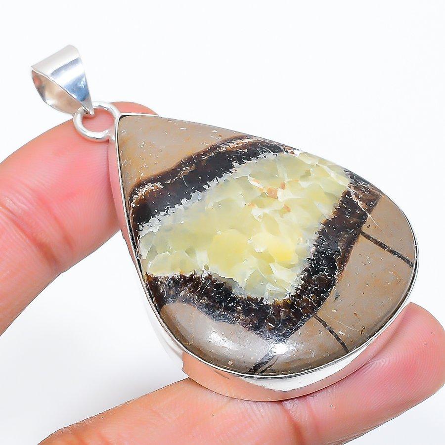 Tiger Eye Gemstone Handmade 925 Sterling Silver Jewelry Pendant 2.36" SU-10881