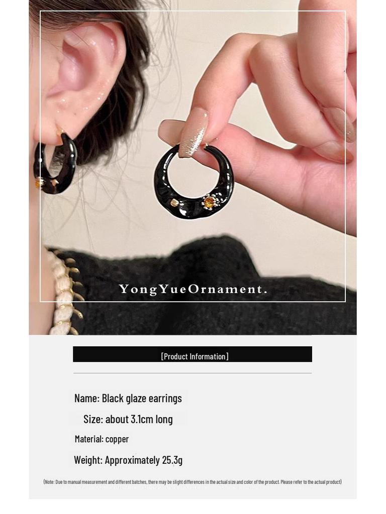 Hong Kong Retro Sunflower Earrings: Light Luxury Irregular Circle Enamel Drip Design for Women