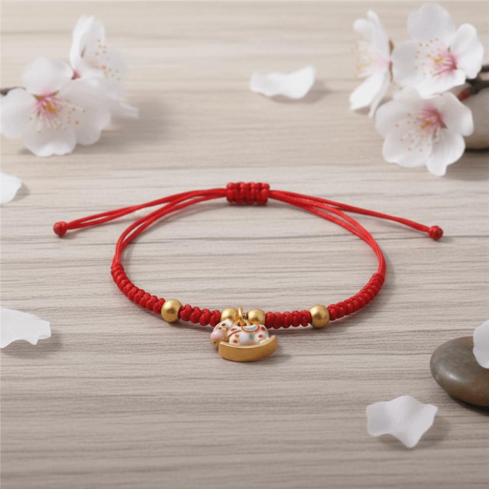 New Year Horse Year Bracelet Chinese Style Red Rope Weave Bracelet Lucky Pony Red Rope Girls