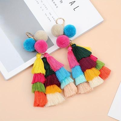 Bunter Quastenanhänger Handtaschenanhänger - Pompon Schlüssel Schmuckaccessoire