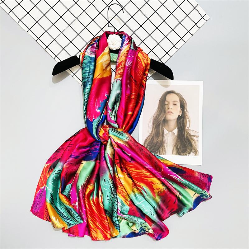 Women Silk Lady Summer Beach Scarf Luxury Design Print Shawl Scarves Fashion Smooth Foulard Female Hijab