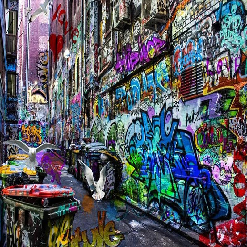 Vintage Wandbild 3d Graffiti Tapete Restaurant Café Hintergrund Wanddekoration Wandbild