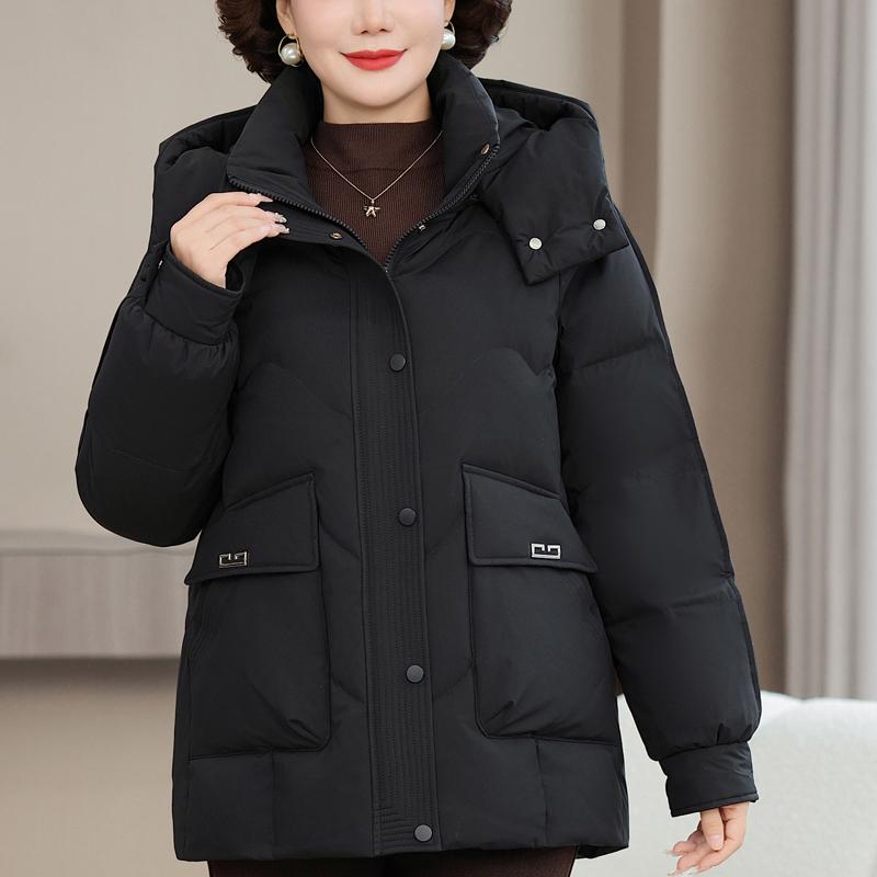 Plus Size XL-6XL Middle Age Women's Short Down Jackets Winter Parkas Hooded Elegant Loose Thick Warm Down Coats Woman Outerwears