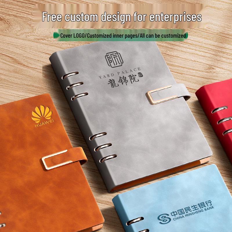 A5 Leather Loose-Leaf Notebook with Removable Cover & Magnetic Buckle