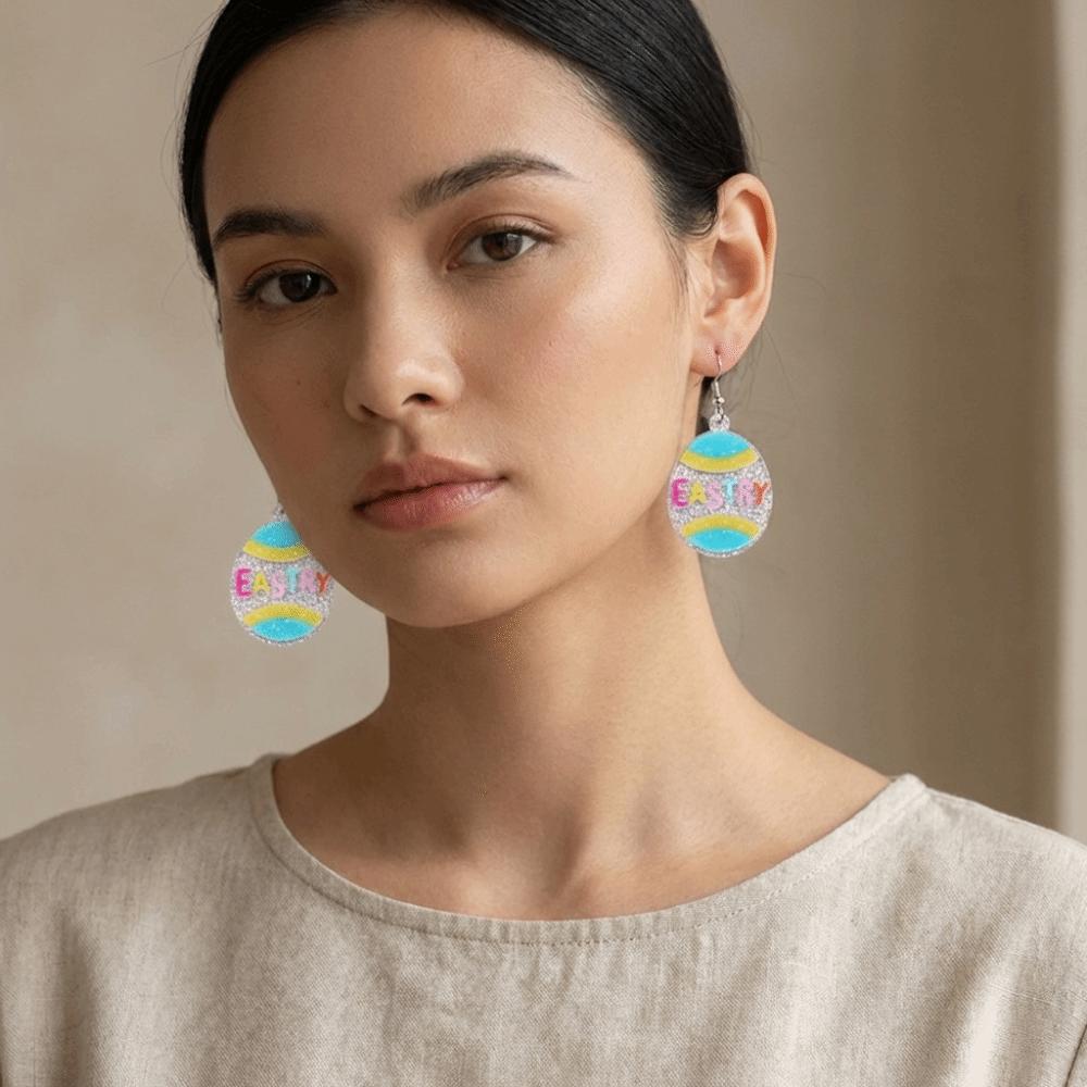 Acrylic Bunny Pendant Earrings Flower Easter Egg Dangle Earrings Easter Egg Earrings  Gifts
