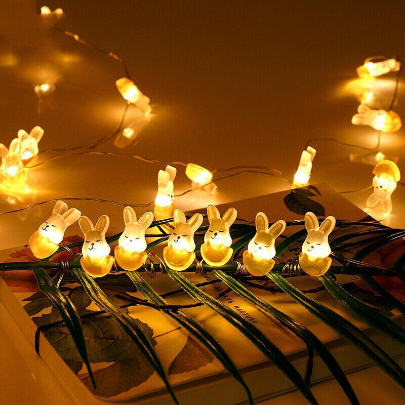 Oster-LED-Hasen-Lichterkette, Karotte, Kaninchen, Lichterkette, Geschenke, Ostern, Party, Heimdekoration, Zubehör HMM