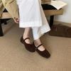 2025 spring and autumn new flat-bottomed French evening breeze retro square head Mary Jane single shoes with soft soles grandma shoes women