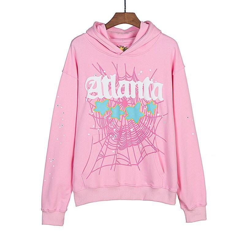 Unisex Hip Hop Oversized Hoodie With 3D Foil Web Print Cotton Heavyweight Sweatshirt Winter