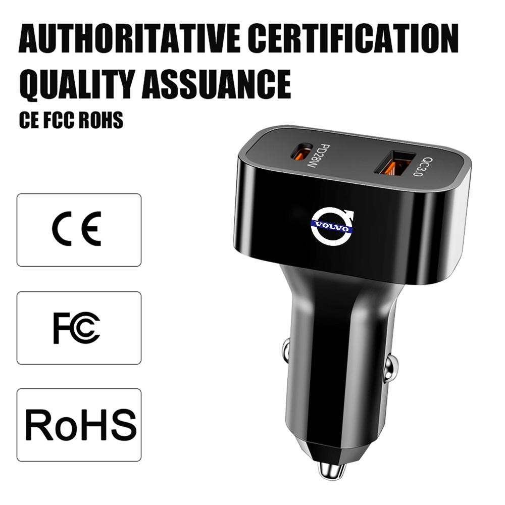 Car Charger USB PD 25W Fast Charging For Xiaomi Huawei iPhone Car Phone Adapter Socket Cigarette Lighter For Volvo RDESIGN