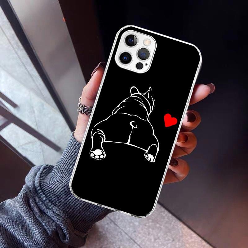 

French Bulldog Black White Phone Case For iPhone 17 Air 16 15 Pro Max 14 Plus 13 Mini 12 11 Cover 7 8 SE Silicone Shell Print Fu iPhone 17 Air