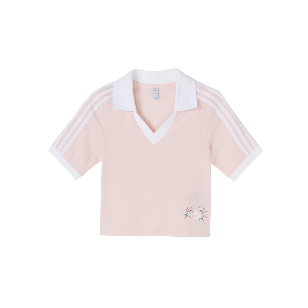 adidas Originals Women's Cropped Polo Shirt Pink IP3757