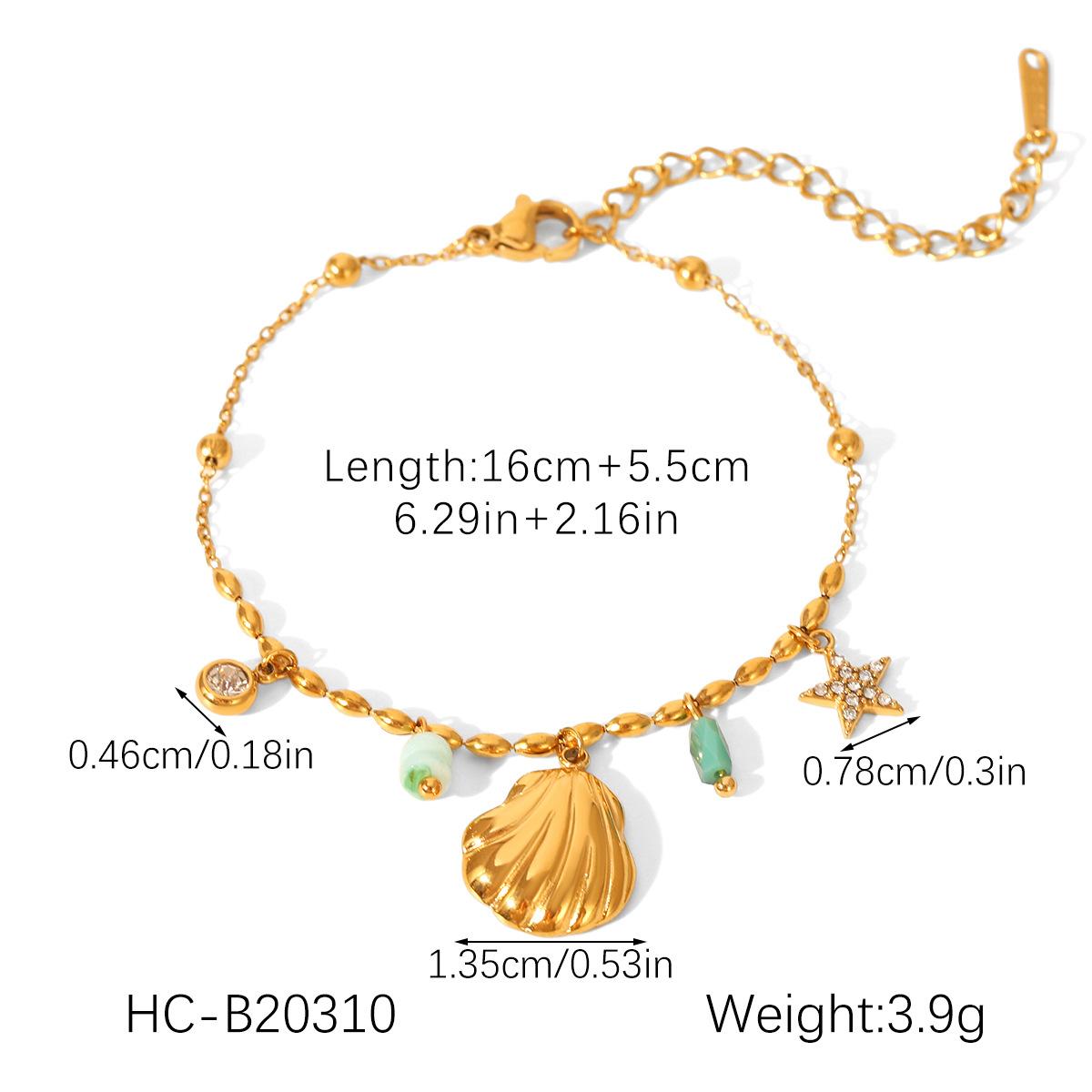 Ocean Breeze Diamond Shell Star Pendant Necklace And Amazonite Titanium Steel Bracelet Set For Women