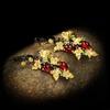 New Elegant Black Gold Ruby Pendant Flower Leaf 925 Silver Earrings Crystal Gemstone Ladies Jewelry Earrings Silver 925 Jewelry