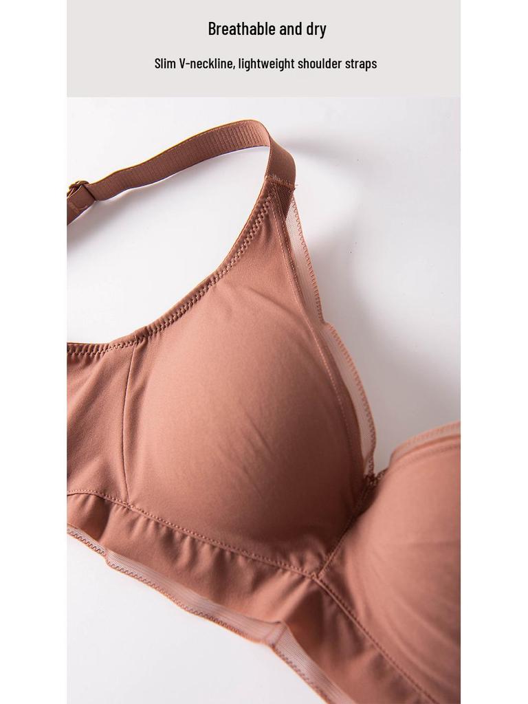 Fairy Style Adjustable Seamless Mulberry Silk Wireless Bra - Comfortable and Supportive Mesh Design for Women