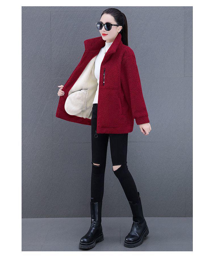 Women's Lambswool Fleece Jacket 2025: New Winter Style, Plus Velvet, Thick, Versatile, Loose-Fit, Plus Size, Stylish Top