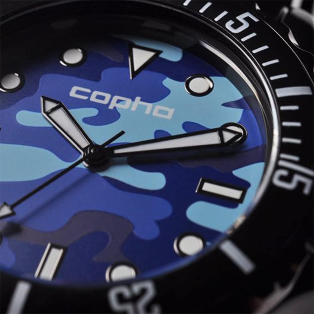 COPHA Limited Durable Quartz Officially Camouflage Blue Dial with Black Strap SWAGGER-CAMO Watch, Unisex, Edition, Diver's Design, Lightweight,