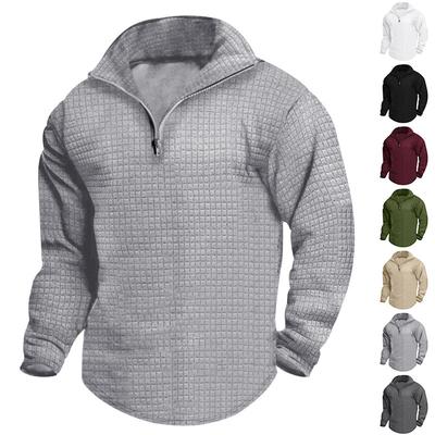 Half-zip Long-sleeved Checked Sweatshirt for Men Spring/autumn Stand-collar Sports Top