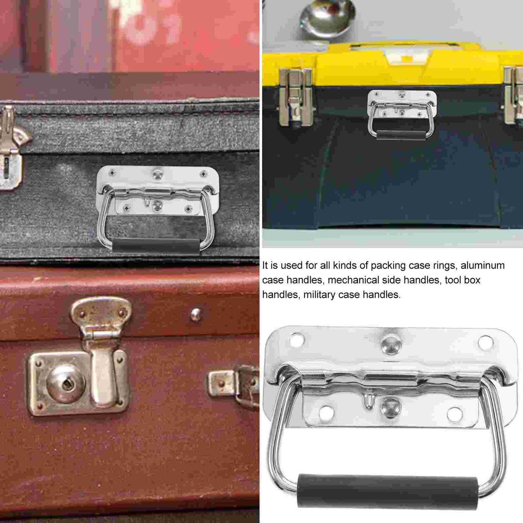 4Pcs Cupboard Folding Handle Door Knobs Spring Loaded Drop Stainless Steel Cabinet Handles Silver Black Door Handle For Box