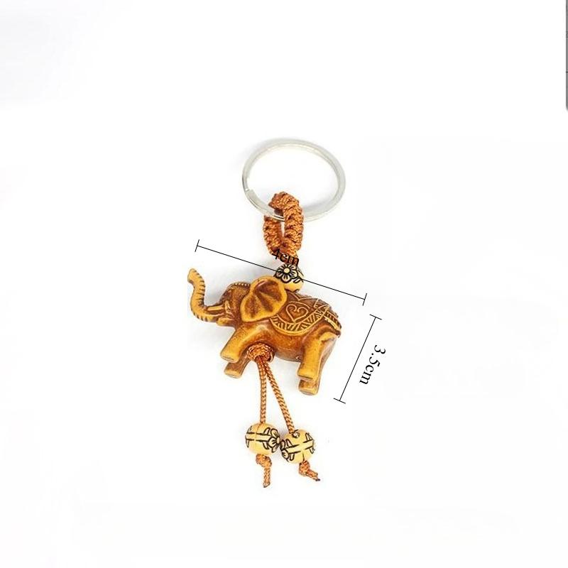 Three-dimensional Wood Elephant Horse Turtle Keychain Pendant
