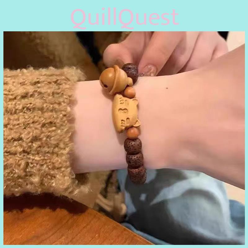 Cat Bell Wooden Bracelet Handmade New Oriental Fashion Trend Womens Jewelry