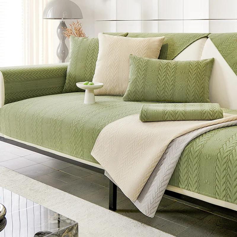 New  Four Seasons Universal Anti-Slip Cushion Simple Modern Leather Sofa Cover Chenille Sofa Cushion