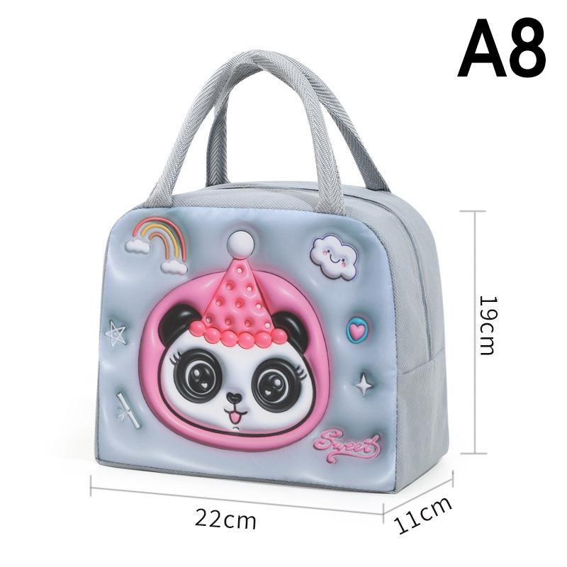 HUA 3D Cartoon Children's Lunch Bag Thermal Insulation Aluminum Foil Waterproof Oxford Cloth Bento Bag Portable Picnic Tote Bag