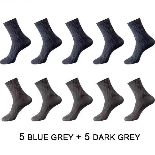 10Pairs/Men's Bamboo Fiber Socks Classic Business Office Stockings Breathable Deodorant Feet Men's Dress Socks Plus-size EU39-45
