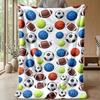 Sports Ball Pattern Theme blanket Lightweight Warm Flannel Blanket Decorative Throw Blanket for Home Decoration