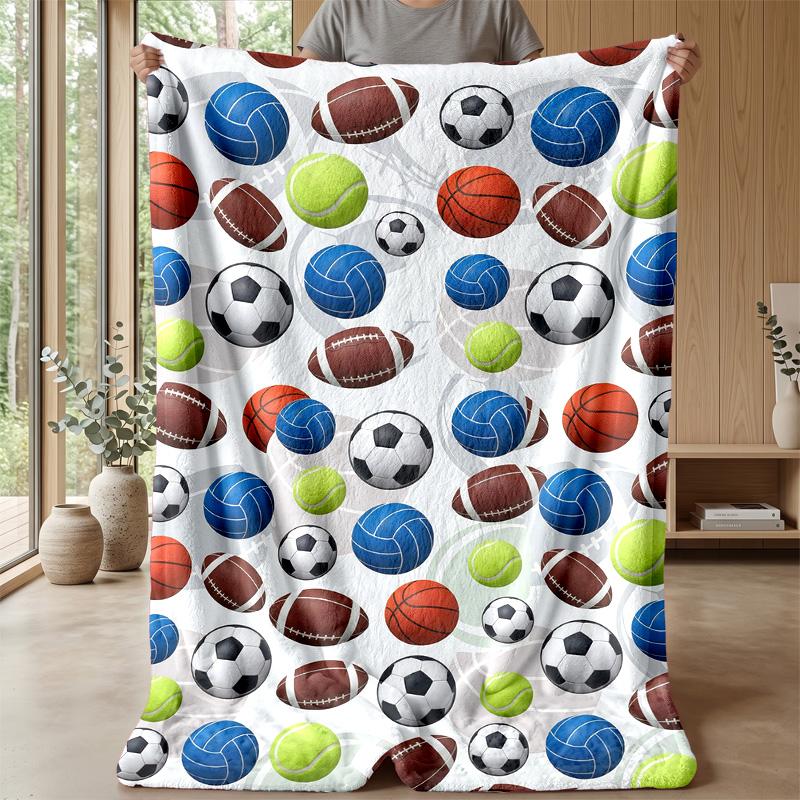 Sports Ball Pattern Theme blanket Lightweight Warm Flannel Blanket Decorative Throw Blanket for Home Decoration