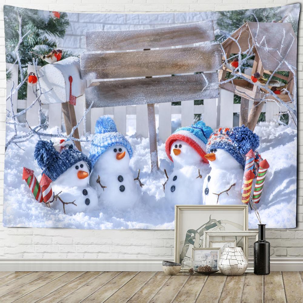 Christmas Snowman Tapestry Wall Hanging Home Dormitory Living Room Room Wall Decoration Background Cloth Tapestry