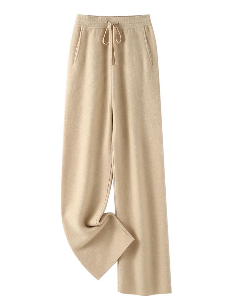 Women's High-Waist Cashmere Wide-Leg Knit Pants