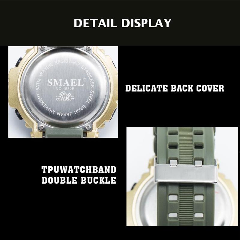 SMAEL LED Digitaluhren Luxusuhr Herren Militäruhren Alarmuhren Sport Wasserdicht