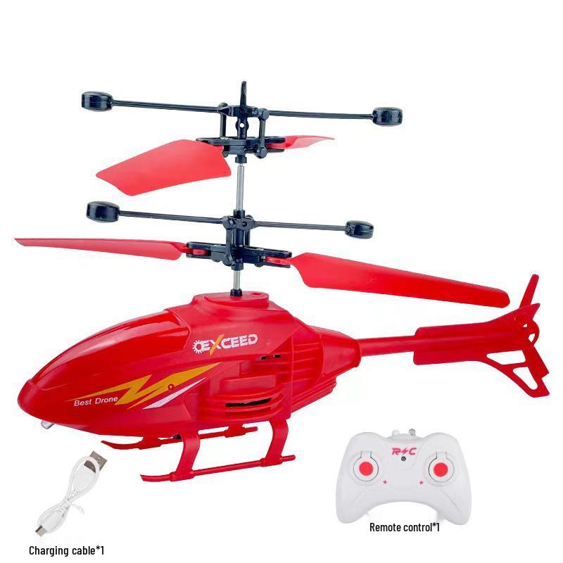 Rechargeable Remote Control Induction Helicopter Toy with Lights - Drop-Resistant Hovering Aircraft