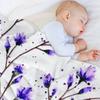 Purple Flowers Watercolor Painting Throw Blanket Summer For Sofa Thin Blankets For Bed Blankets Sofas Of Decoration Blankets