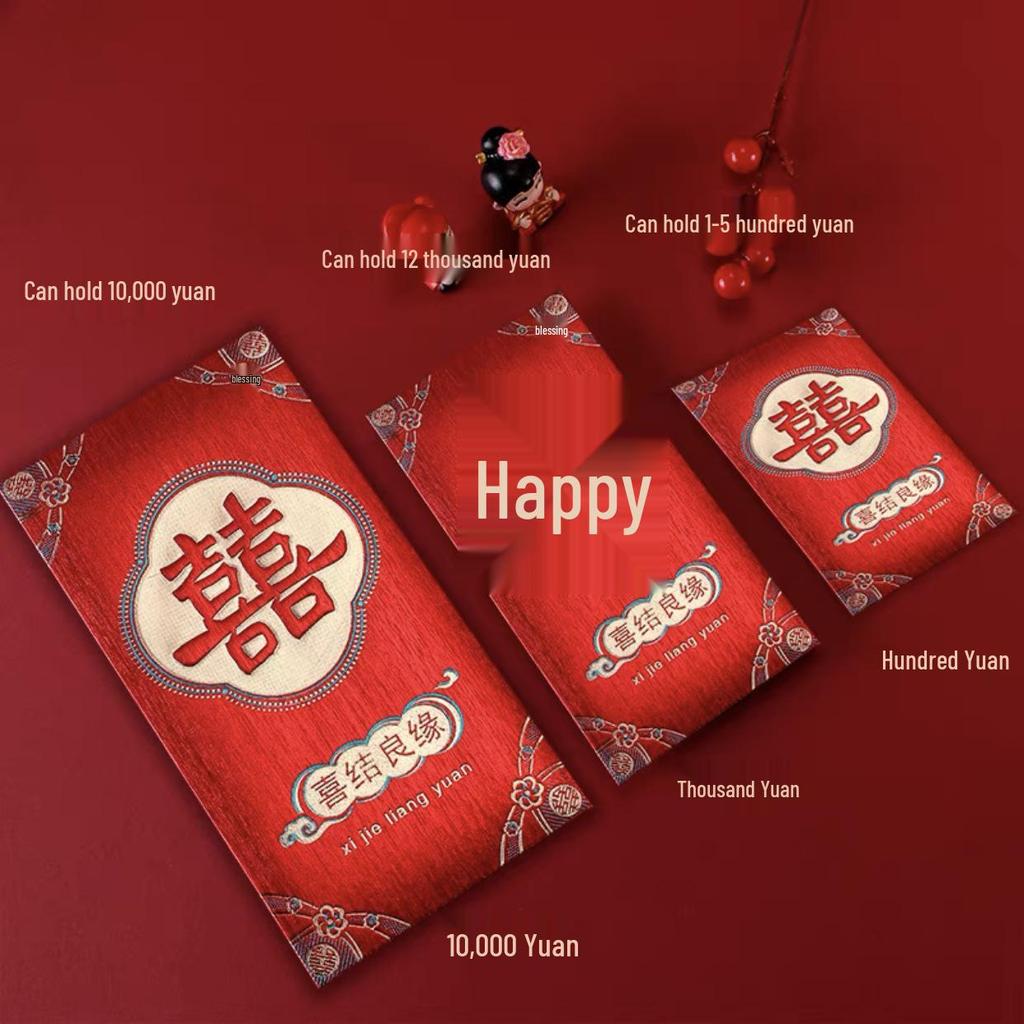 Retro Chinese Wedding Lai See Envelopes: Customizable Red Envelopes for Special Occasions