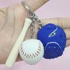 Baseball Keychain Pendant Zinc-Iron Alloy Wood Faux Leather Baseball Bat Cap Team Gift Baseball Fan Accessory